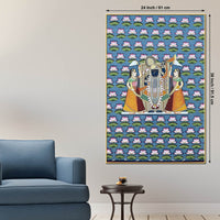 Lord Shrinathji Nathdwara Style Lotus Pattern Pichwai Canvas Wall Painting