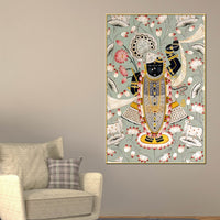 Lord Shrinathji Pichwai Style Canvas Wall Painting