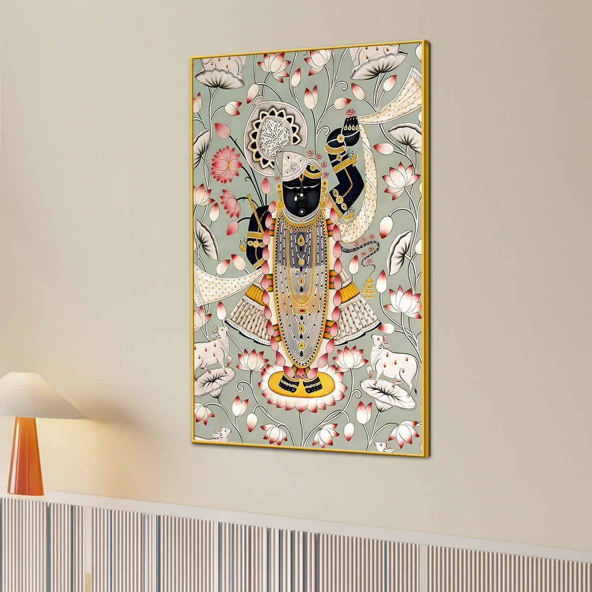 Lord Shrinathji Pichwai Style Canvas Wall Painting