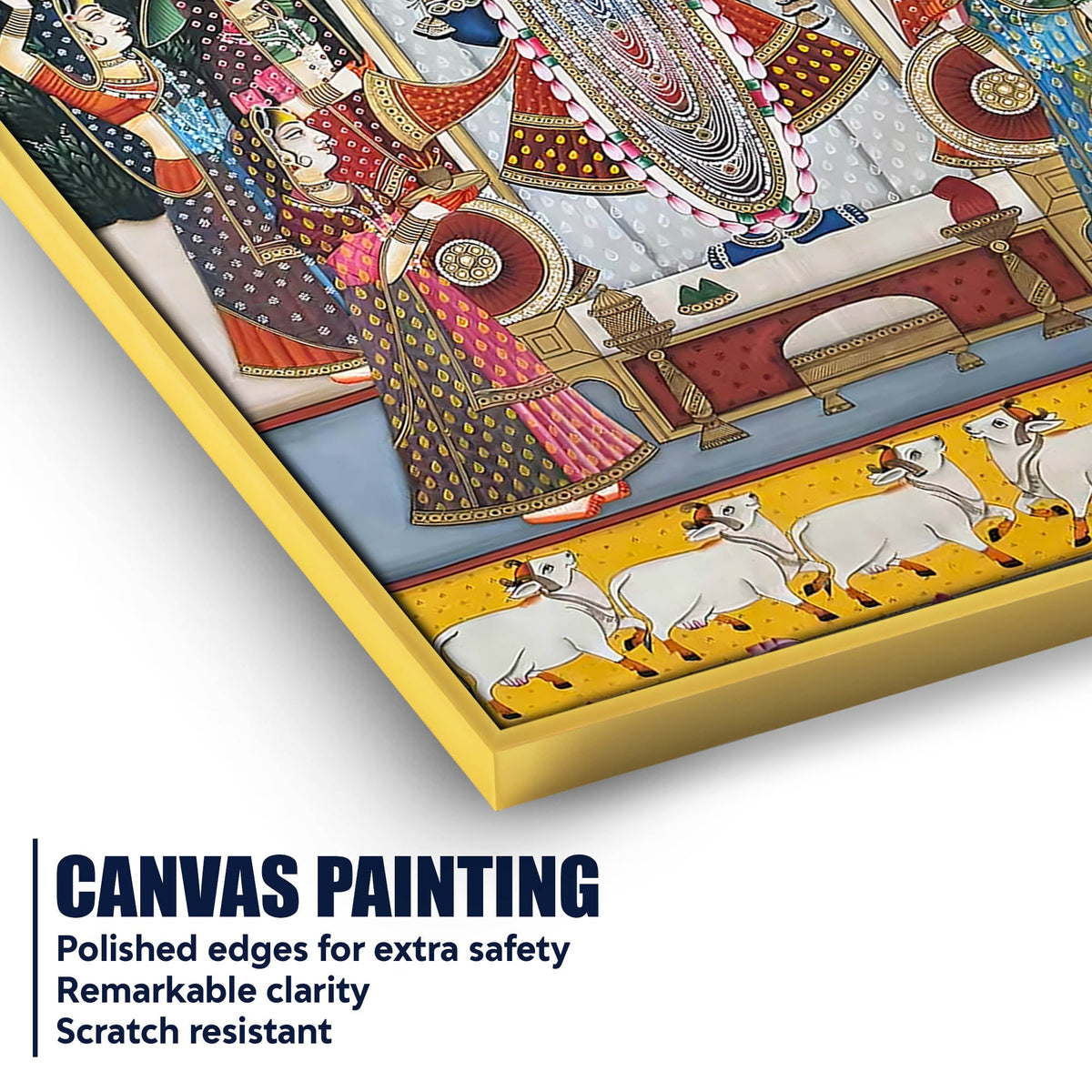 Lord Shrinathji Pushtimarg Krishna Temple Scene Pichwai Style Canvas Wall Painting