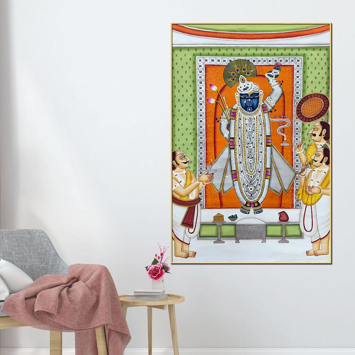 Lord Shrinathji Seva Darshan Canvas Wall Painting for Home