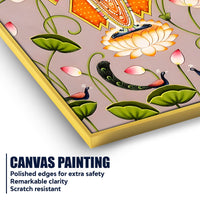 Lord Shrinathji Standing on Lotus in Peaceful Garden Devotional Canvas Wall Painting
