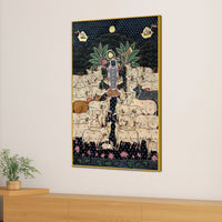 Lord Shrinathji with Sacred Cows Pichwai Style Canvas Wall Painting for Home