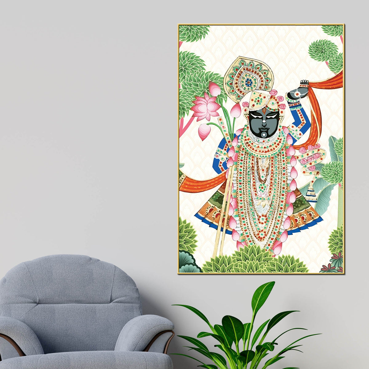 Lord Shrinath ji Canvas Painting | Devotional Art
