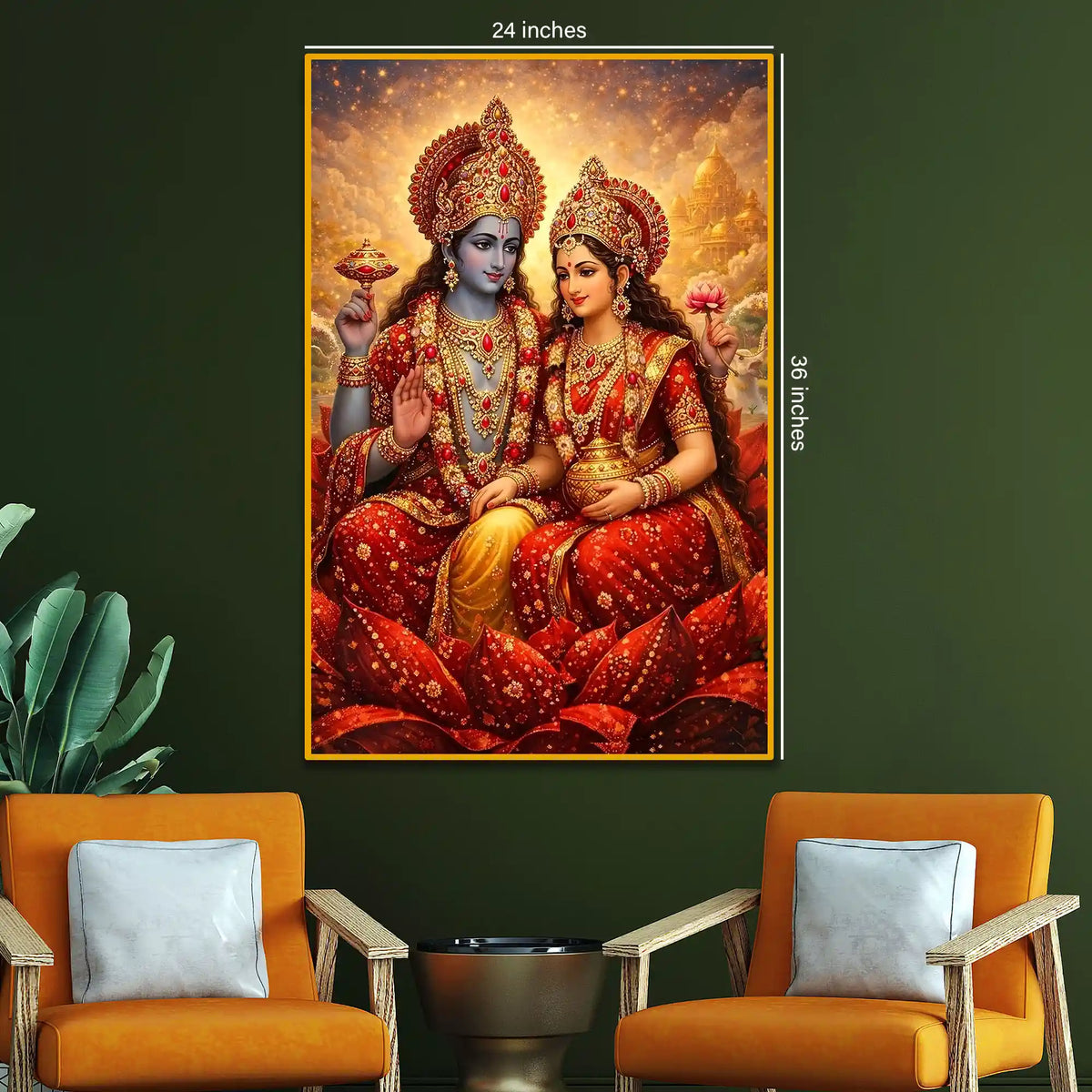 Lord Vishnu Goddess Lakshmi Floating Frame Crystal Wall Painting