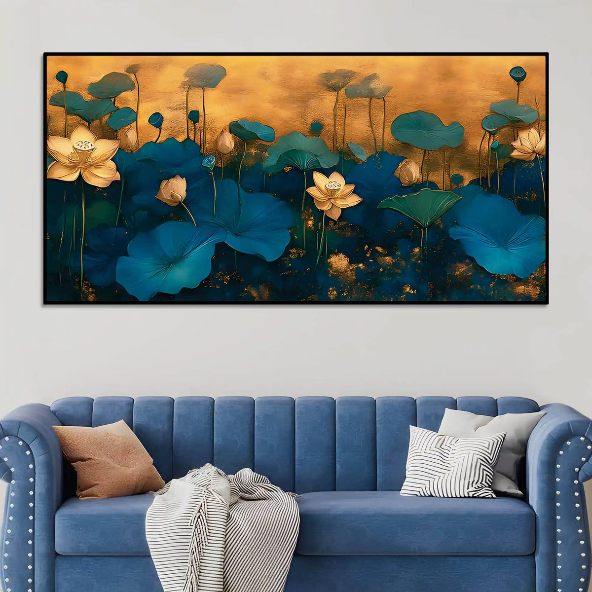 Lotus Bloom Abstract Modern Nature Wall Art Canvas Painting