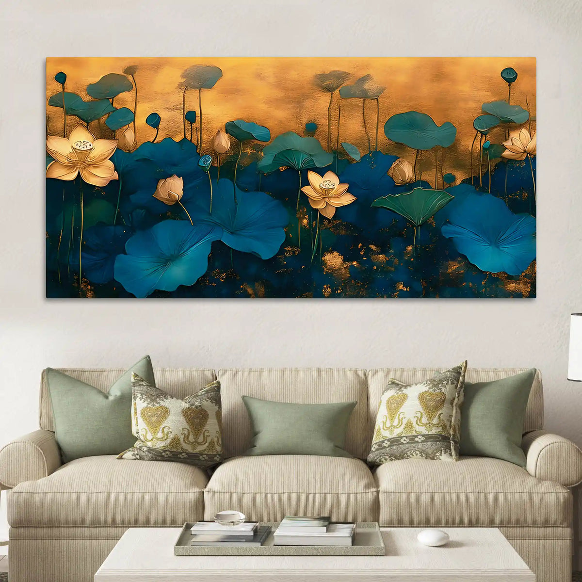 Lotus Bloom Abstract Modern Nature Wall Art Canvas Painting