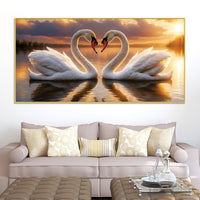 Love Swan Pair Canvas Painting for Bedroom & Living Room Wall