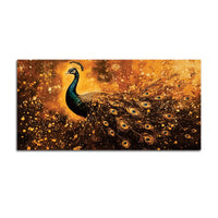 Luminous Peacock with Gilded Splash Feathers Canvas Wall Painting