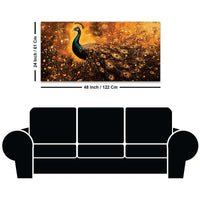 Luminous Peacock with Gilded Splash Feathers Canvas Wall Painting