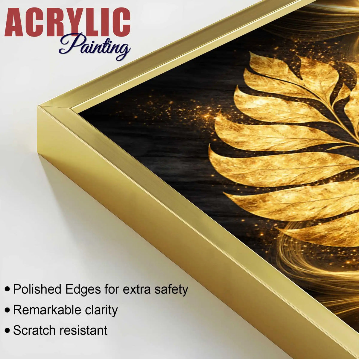 Luxe Golden Peacock Acrylic Floating Frame Wall Painting Set of 3