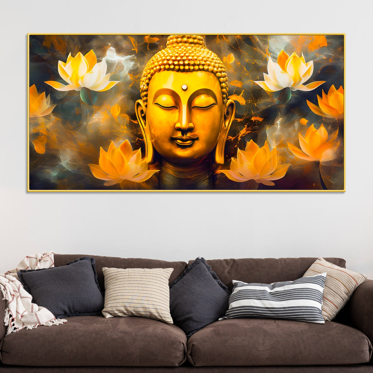 Luxurious Buddha Lotus Canvas Painting for Elegant Interiors