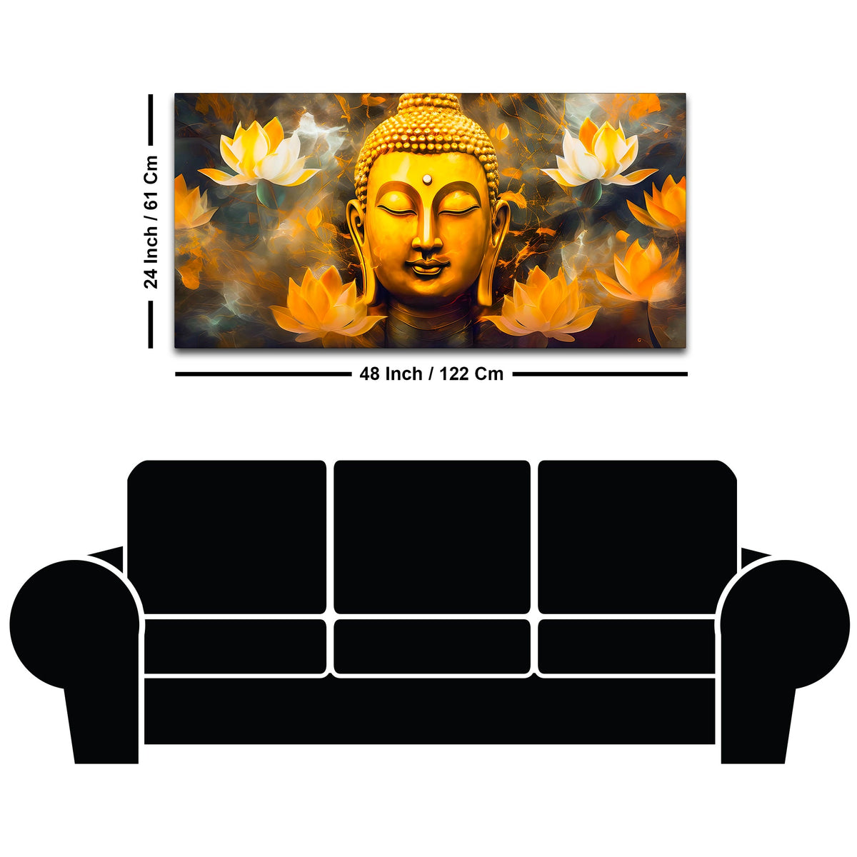 Luxurious Buddha Lotus Canvas Painting for Elegant Interiors