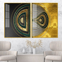 Luxurious Circular Pattern Acrylic Floating Wall Painting Set of 2