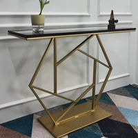 Luxurious Contemporary Console Table In Hexagonal Design with Black Marble