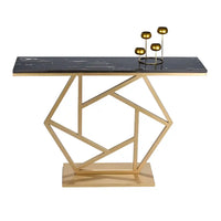 Luxurious Contemporary Console Table In Hexagonal Design with Black Marble