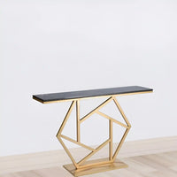 Luxurious Contemporary Console Table In Hexagonal Design with Black Marble