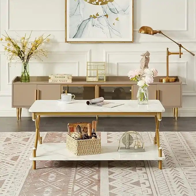 Luxurious Design Modern White Marble On Top Centre Table