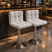 Luxurious Leatherette White Color Bar Stool / Long Chair