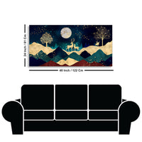Luxurious Modern Art of Mountains and Golden Tropical leaves Canvas Wall Painting Premium Wall Painting