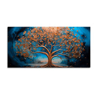 Luxury Abstract Blue and Golden Tree Canvas Wall Painting