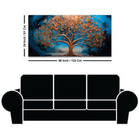 Luxury Abstract Blue and Golden Tree Canvas Wall Painting