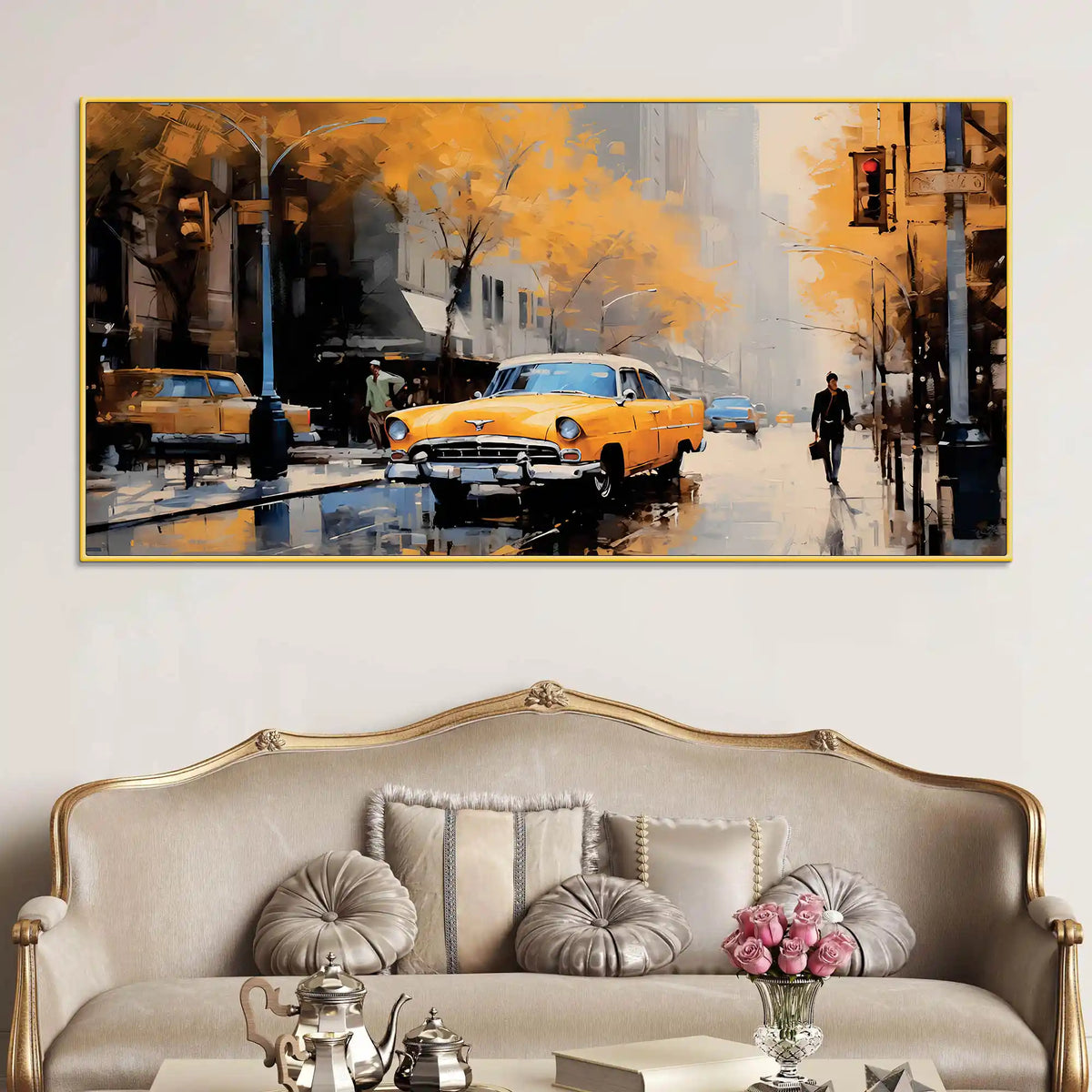 Luxury Abstract City Street Canvas Painting for Home Interior Décor
