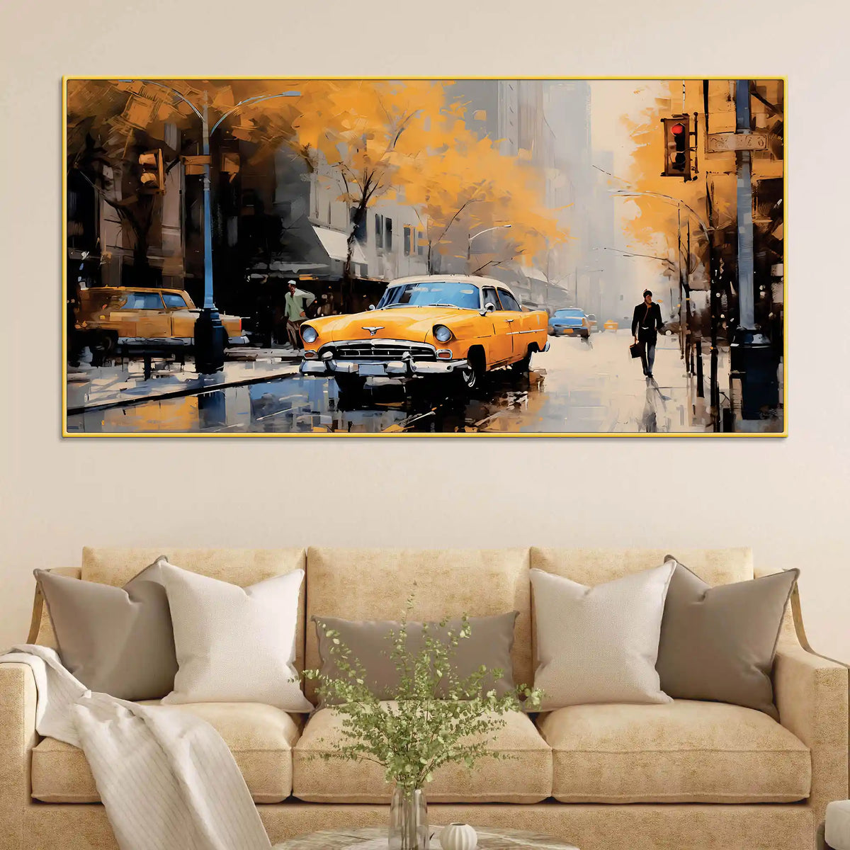 Luxury Abstract City Street Canvas Painting for Home Interior Décor