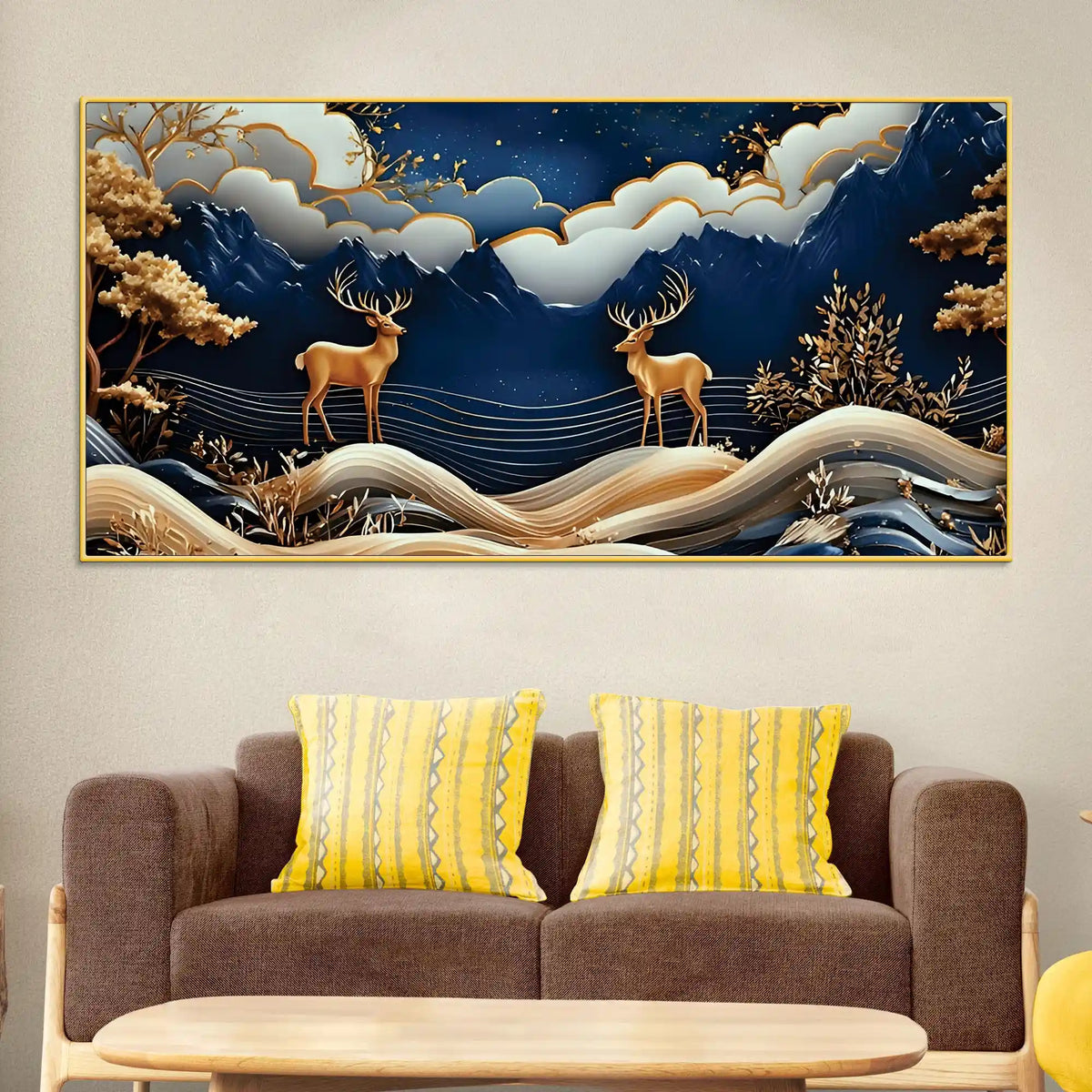 Luxury Abstract Deer Wall Canvas Painting for Modern Home Decor