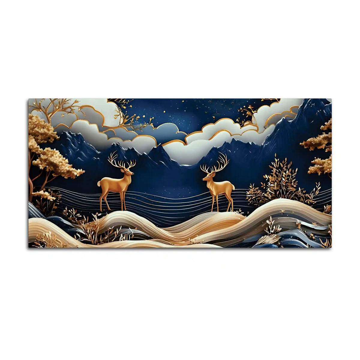 Luxury Abstract Deer Wall Canvas Painting for Modern Home Decor