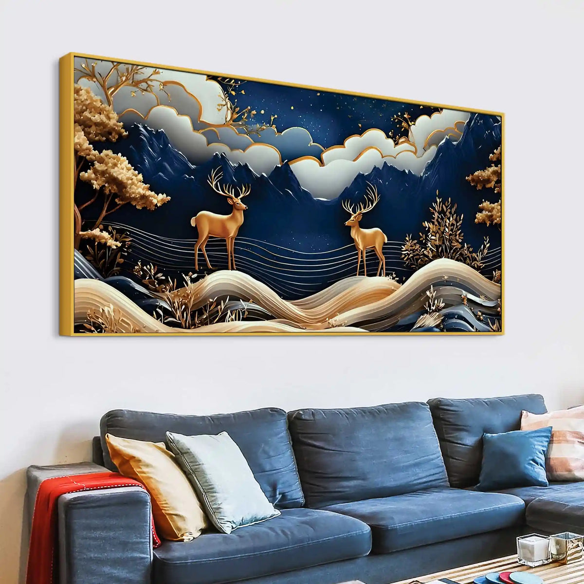 Luxury Abstract Deer Wall Canvas Painting for Modern Home Decor