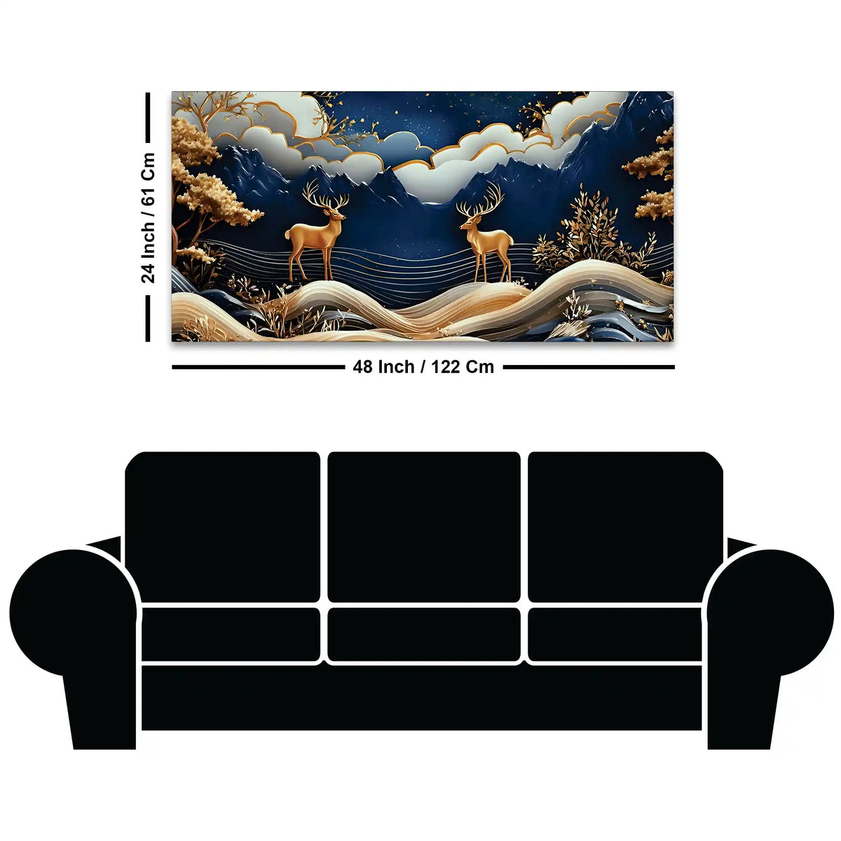 Luxury Abstract Deer Wall Canvas Painting for Modern Home Decor