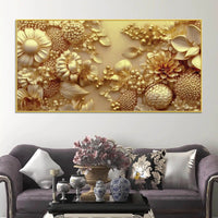 Luxury Abstract Golden Flower Canvas Wall Art Painting for Home Decor
