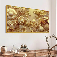 Luxury Abstract Golden Flower Canvas Wall Art Painting for Home Decor