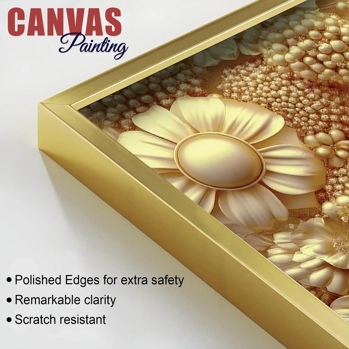 Luxury Abstract Golden Flower Canvas Wall Art Painting for Home Decor