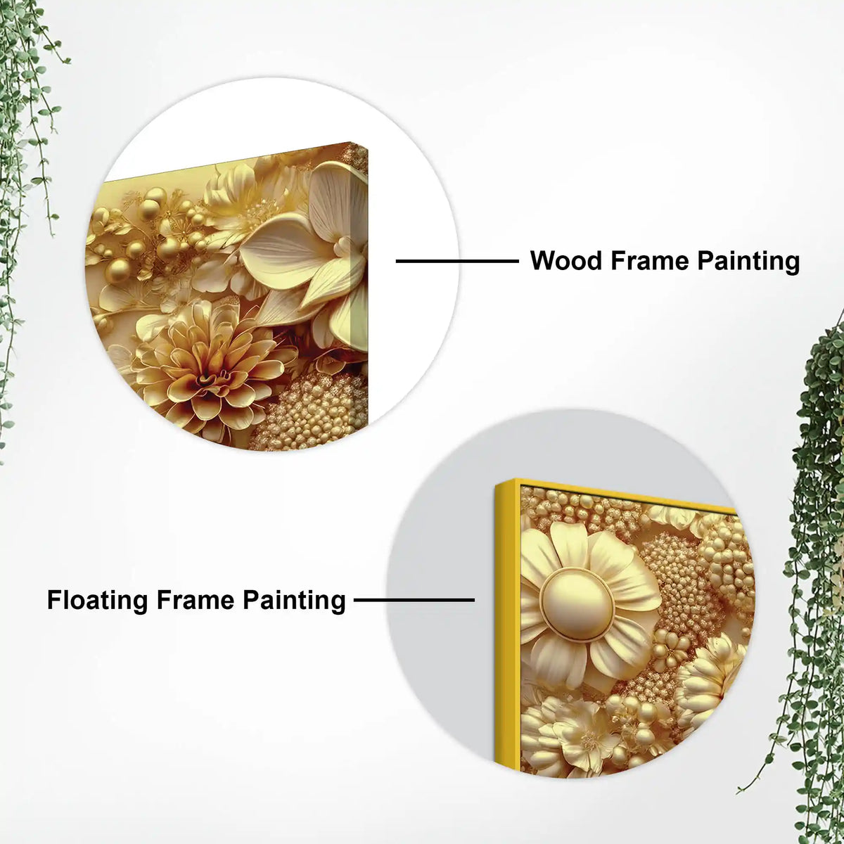 Luxury Abstract Golden Flower Canvas Wall Art Painting for Home Decor