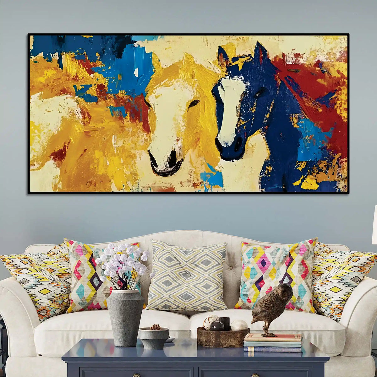 Luxury Abstract Horse Canvas Wall Art Painting for Bedroom Décor