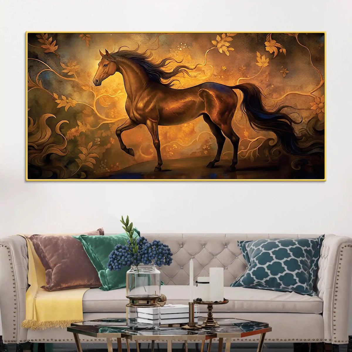 Luxury Abstract Horse Canvas Wall Painting for Home Interiors