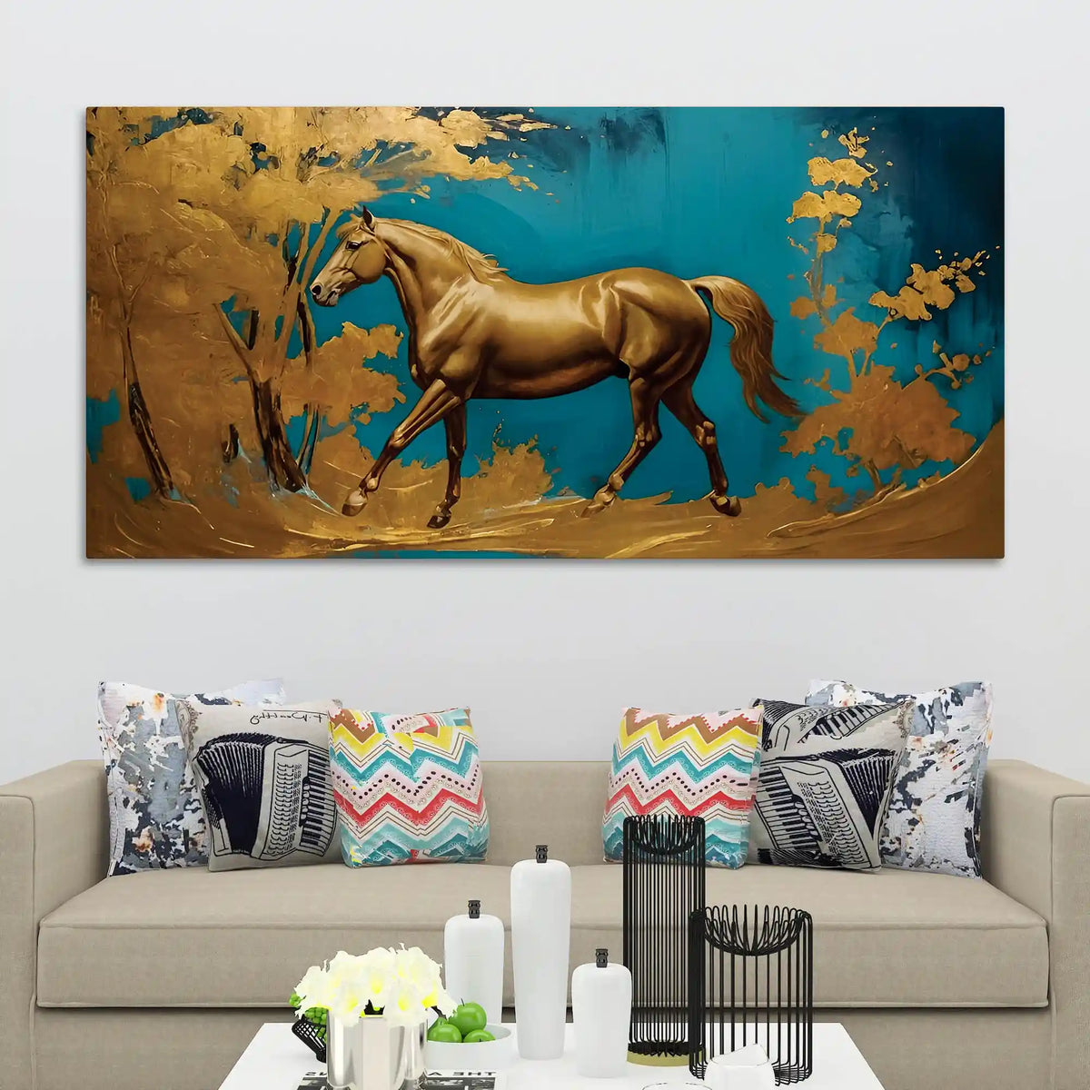 Luxury Abstract Horse Canvas Wall Painting for Home Interiors