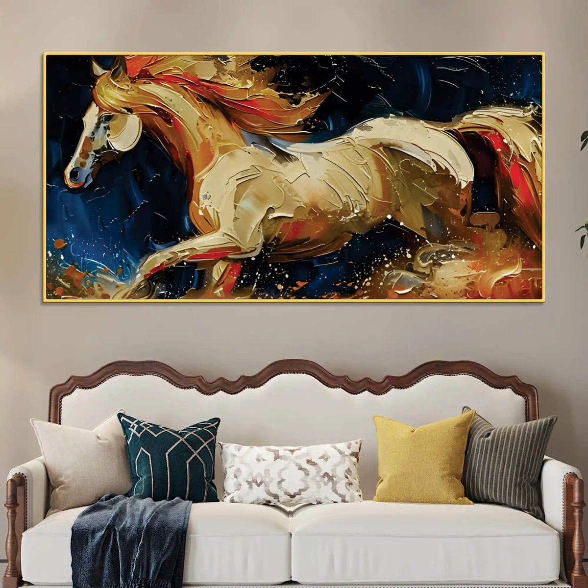 Luxury Abstract Horse Canvas Wall Painting for Living Room