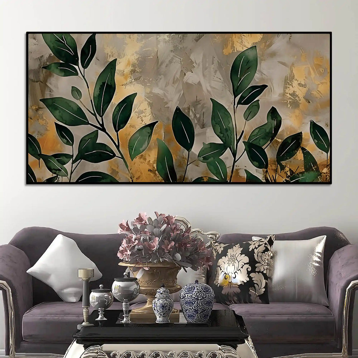 Luxury Abstract Leaf Canvas Wall Painting for Decor