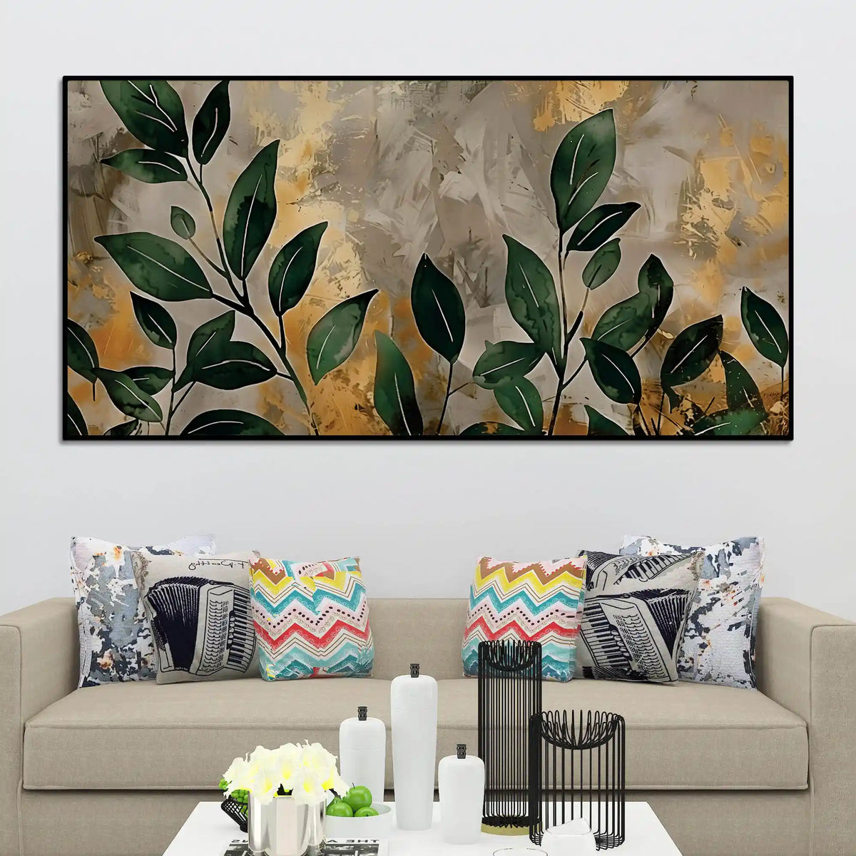 Luxury Abstract Leaf Canvas Wall Painting for Decor