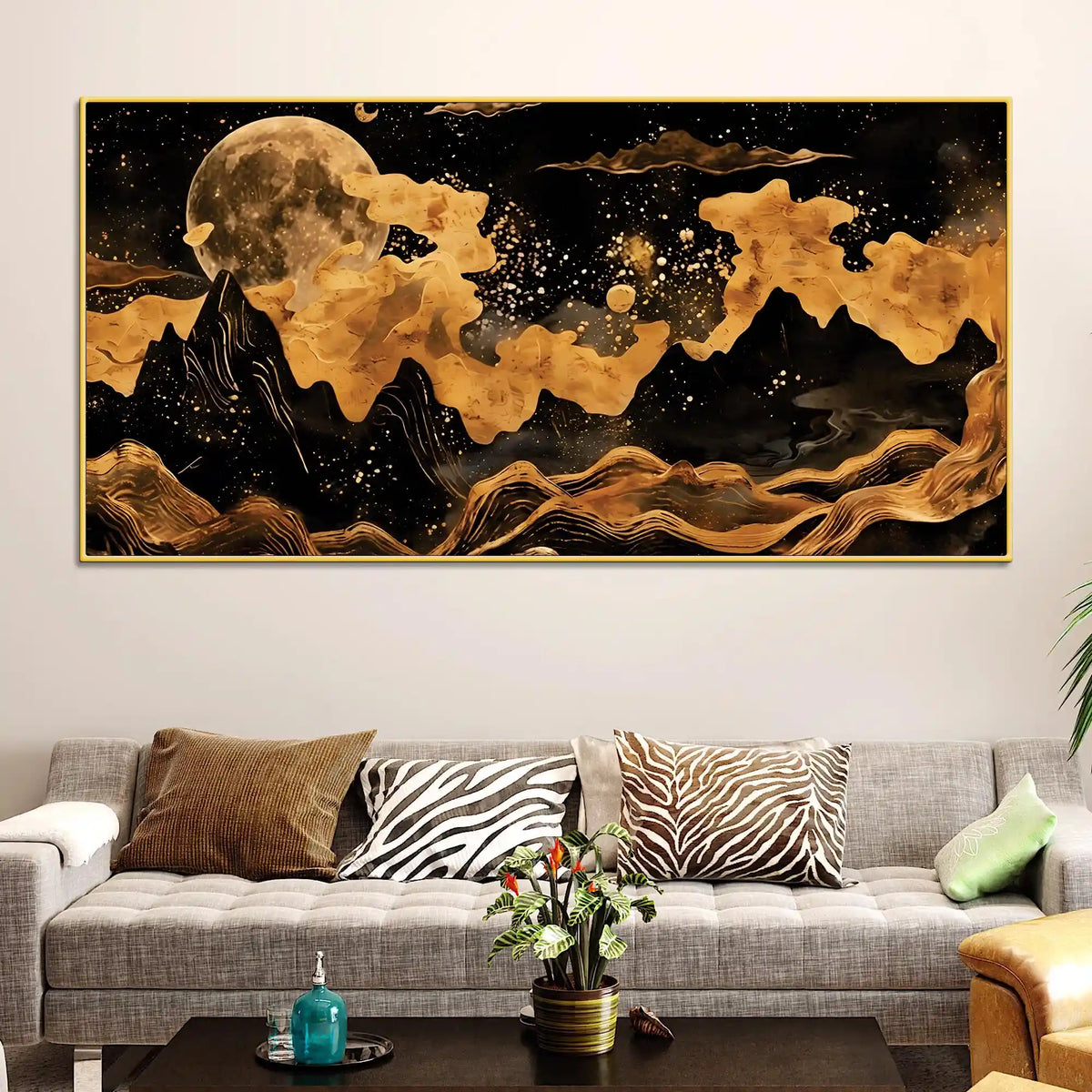 Luxury Abstract Night Sky Canvas Painting for Decoration