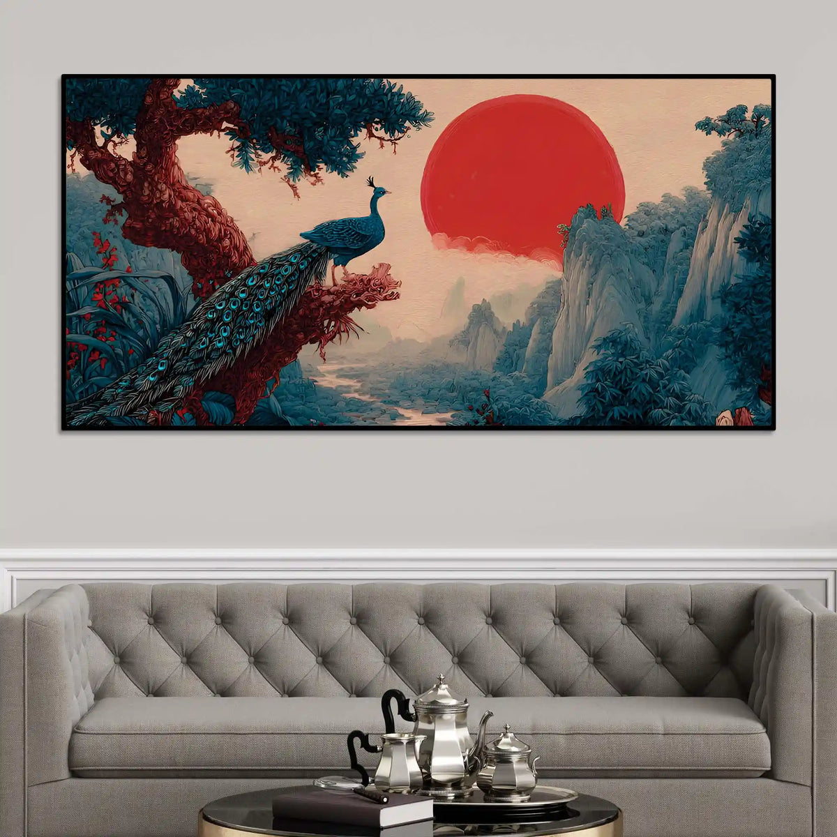 Luxury Abstract Peacock Canvas Wall Painting