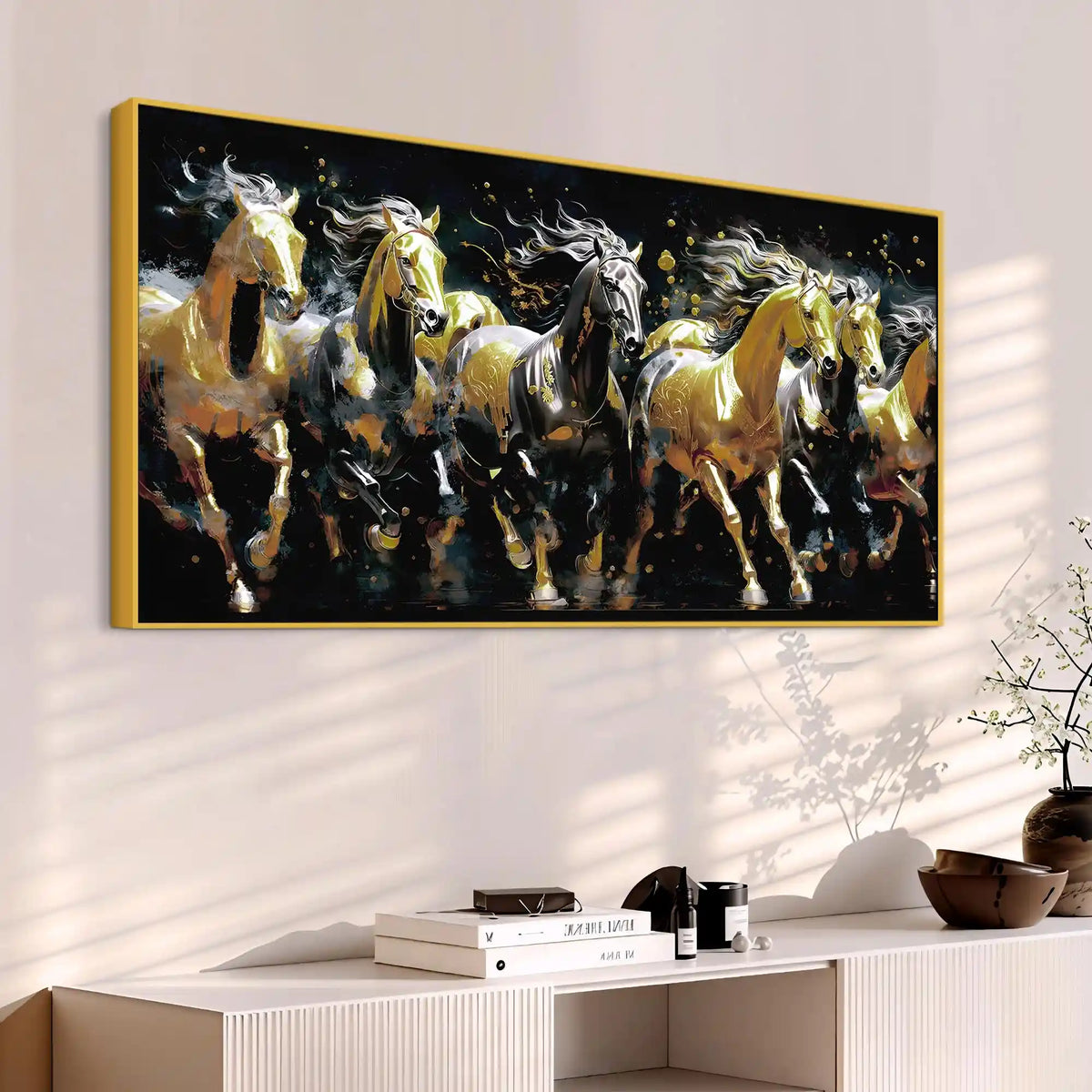 Luxury Abstract Running Horses Canvas Painting