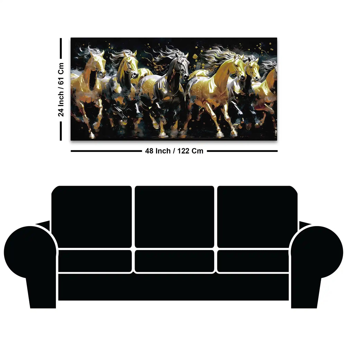 Luxury Abstract Running Horses Canvas Painting