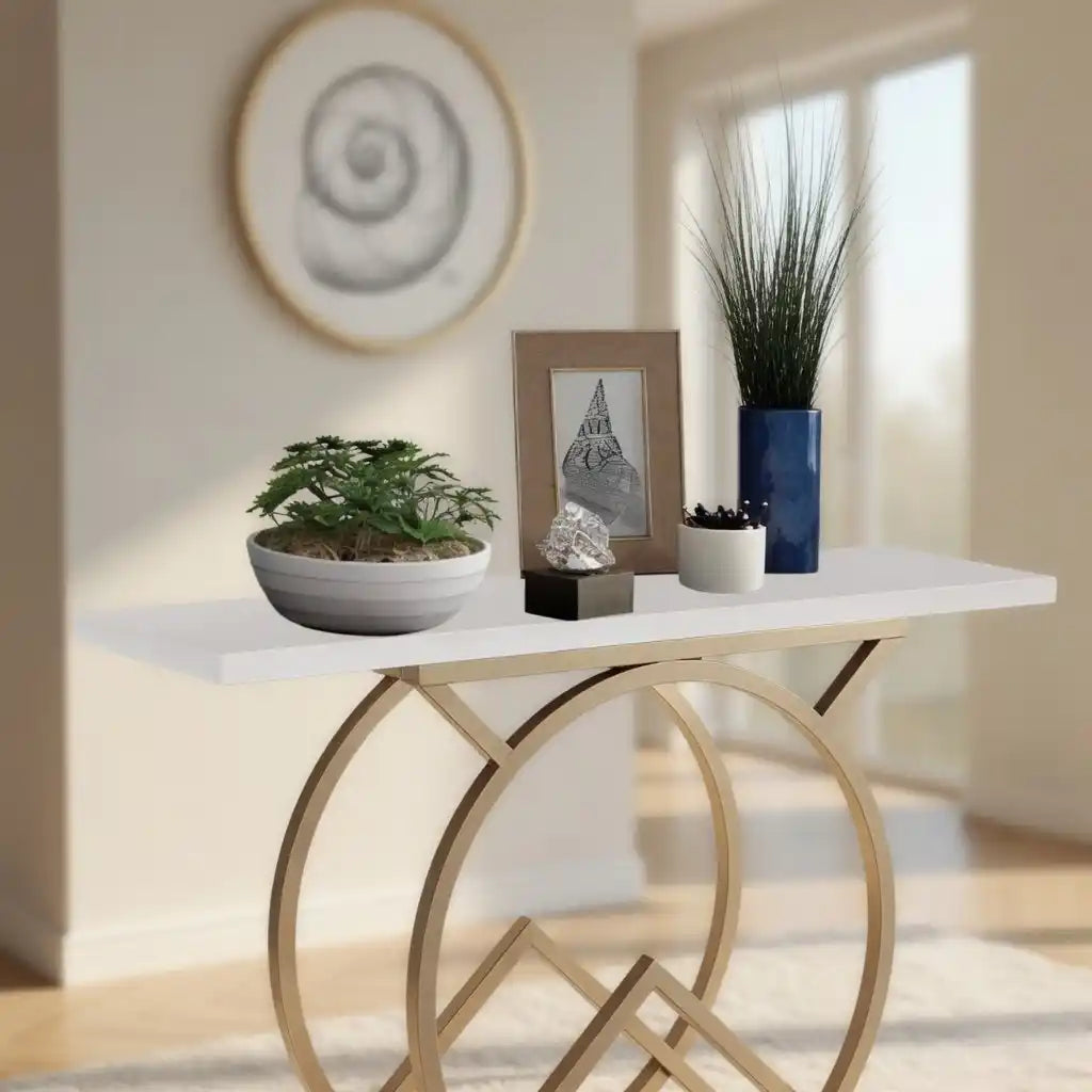 Luxury Accent Console Table with Marble Top for Modern Interiors