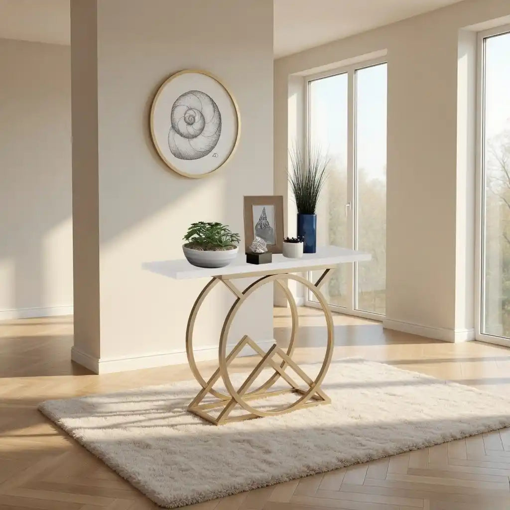 Luxury Accent Console Table with Marble Top for Modern Interiors