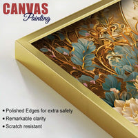 Luxury Asian Style Peacock In Lotus Flowers Garden Canvas Wall Painting