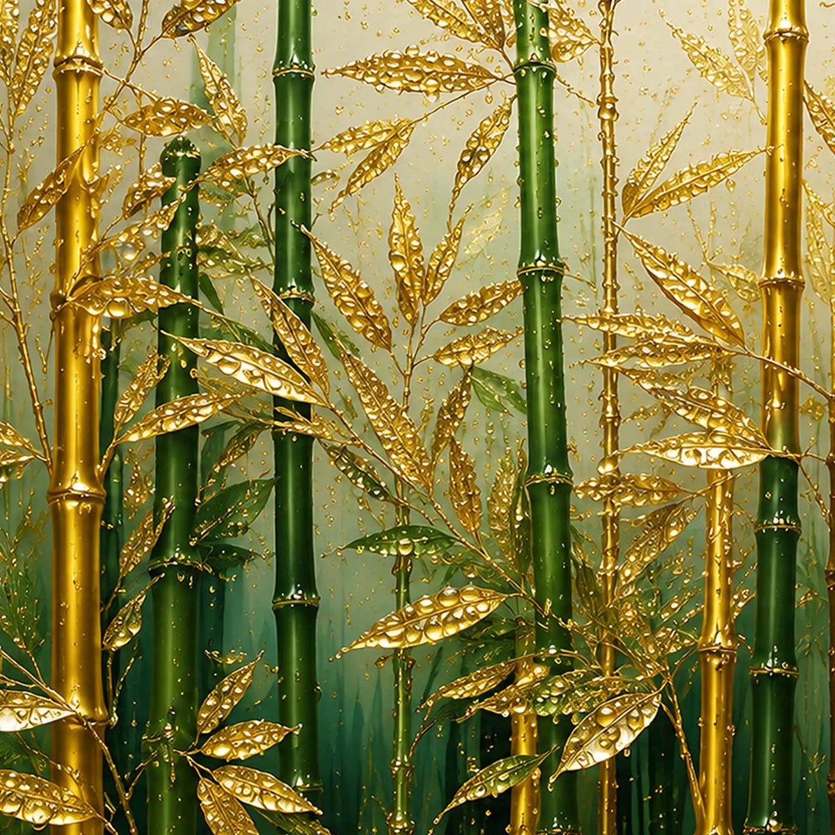 Luxury Bamboo Leaves Floating Frame Crystal Wall Painting